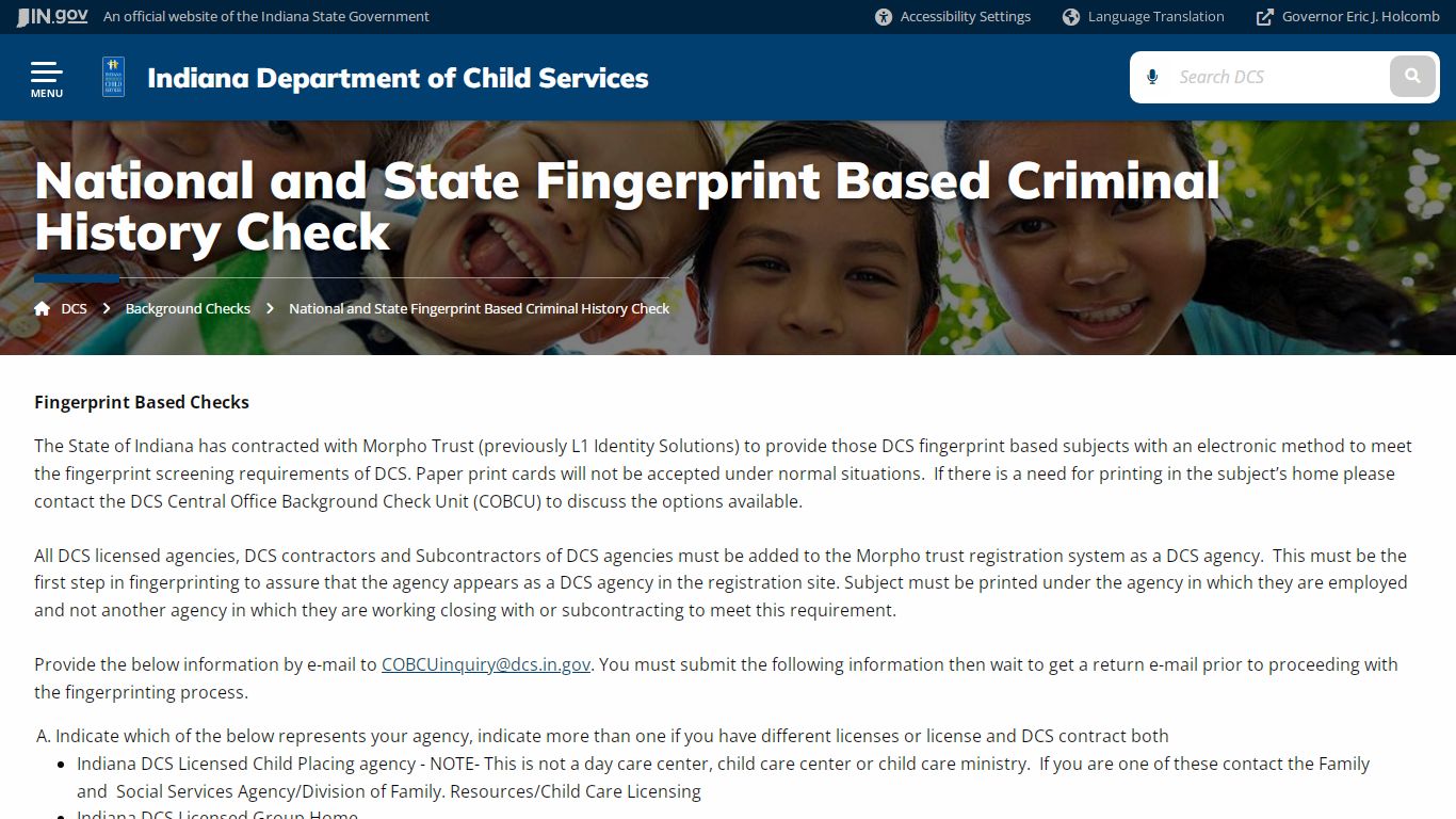 National and State Fingerprint Based Criminal History Check